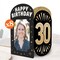 Big Dot of Happiness 30th Birthday Photo Holder Centerpieces, 4x6 Picture Display Box, Black & Gold Table Decoration for Adult Birthday Decor, 8 Count